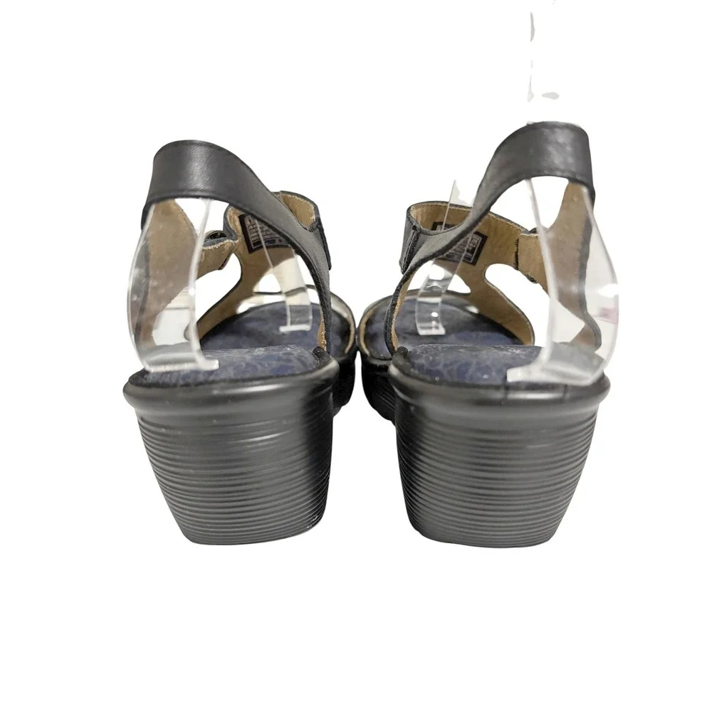 Skechers Parallel Trapezoid Womens Black Wedge Sandals Memory‎ Foam 38435 BLK S6